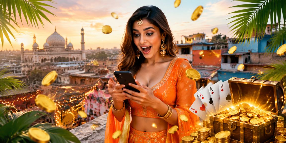 Players enjoying Teen Patti game on a beach setting in India
